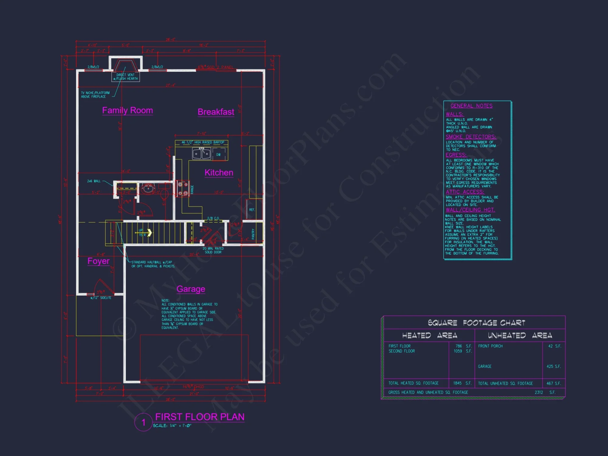 Modern house Plan: Blueprint and CAD Floor Designs