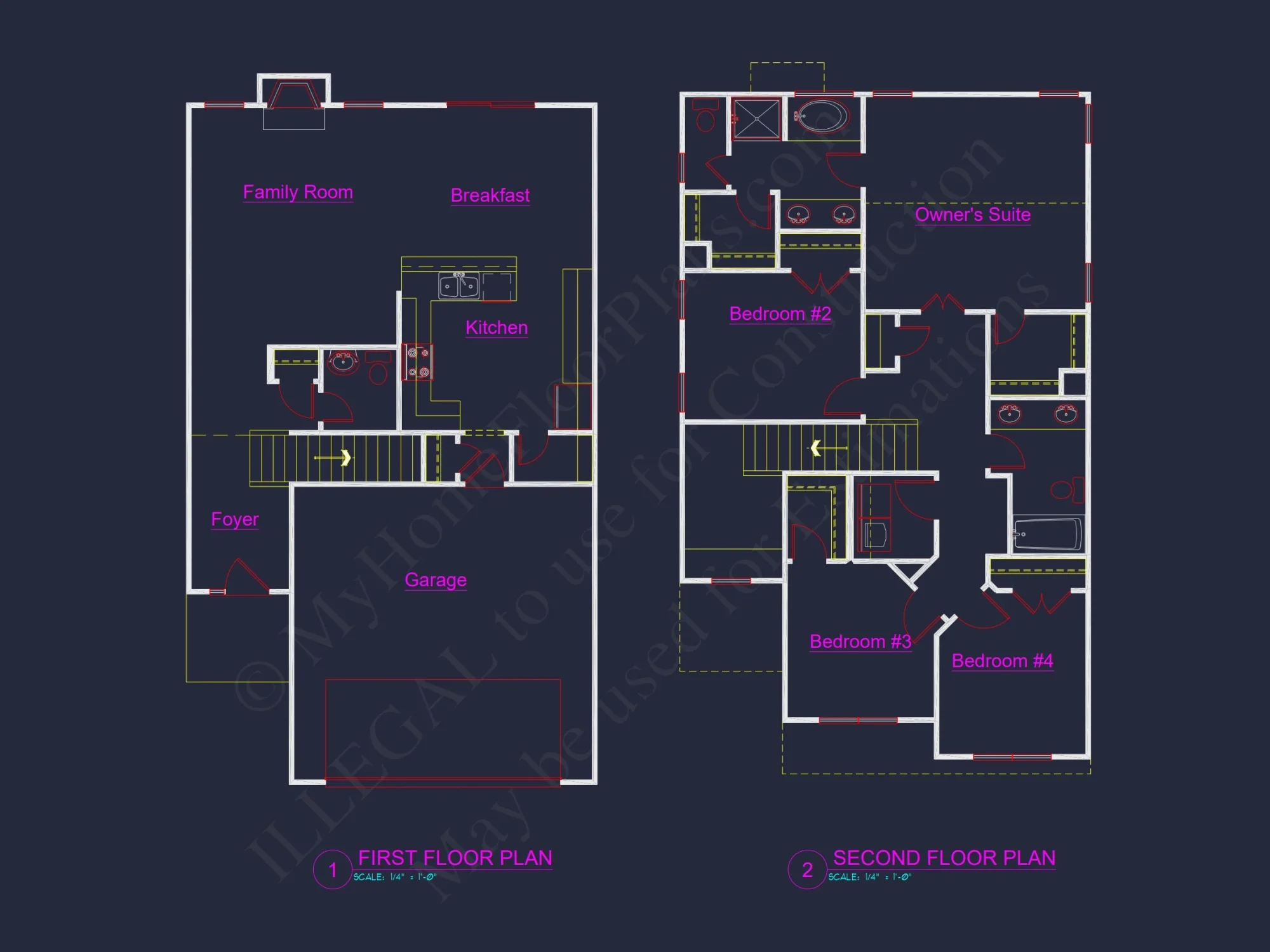 Modern house Plan: Blueprint and CAD Floor Designs