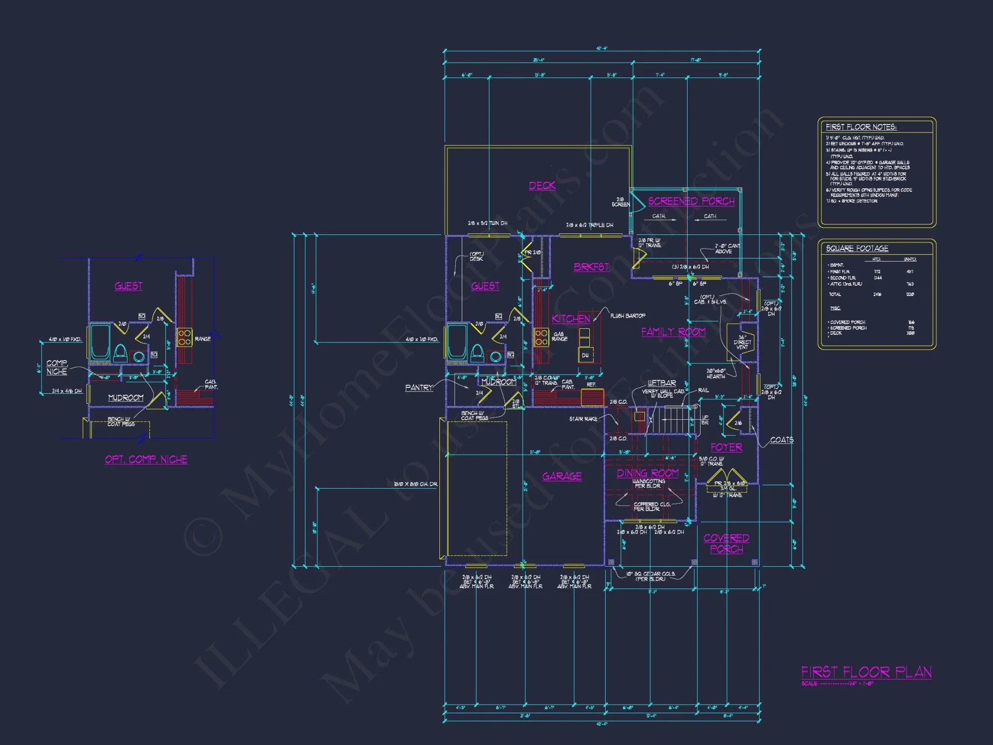 Elegant house Floor Plan Blueprint CAD Design for Builders