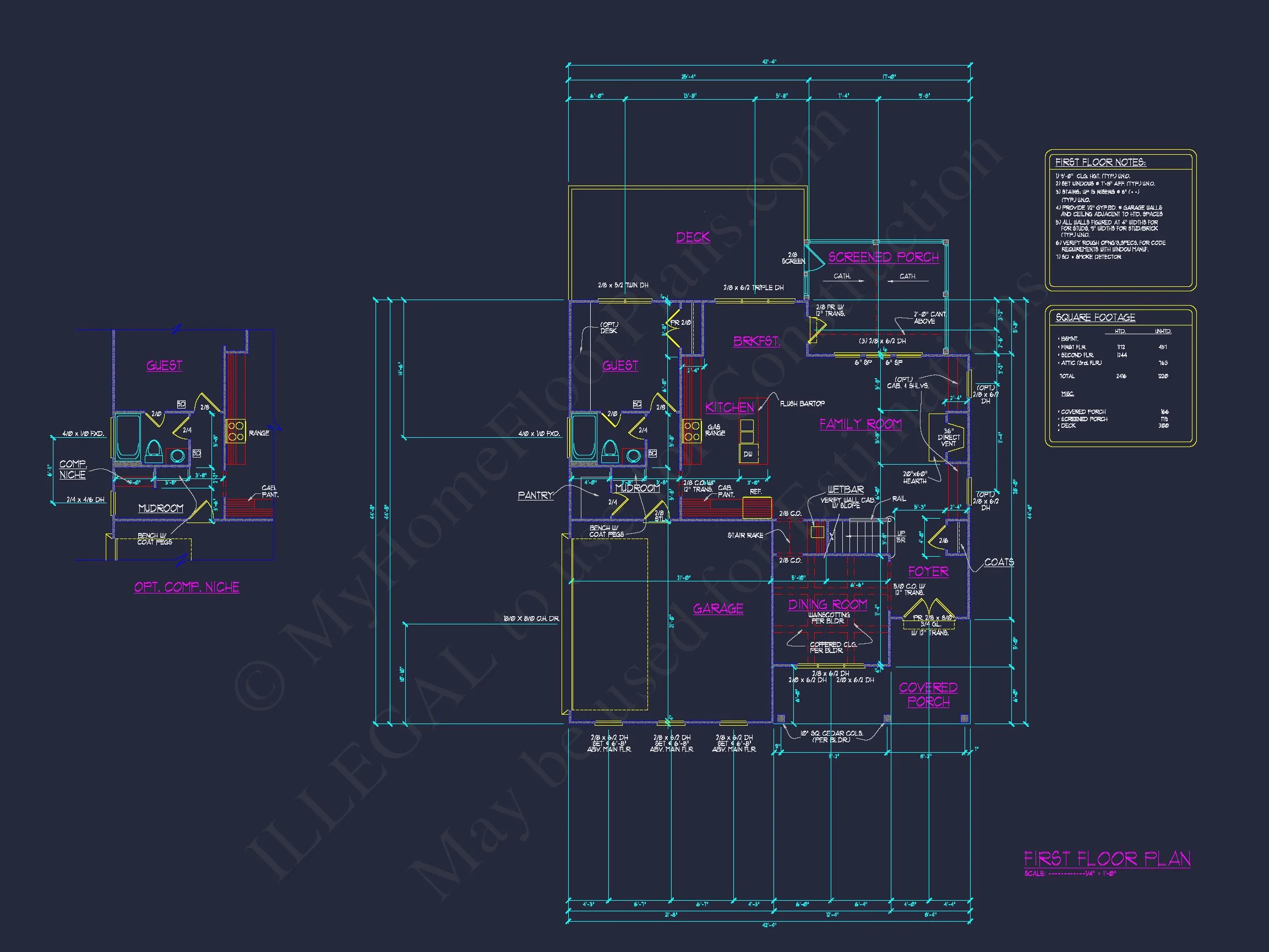 Elegant house Floor Plan Blueprint CAD Design for Builders