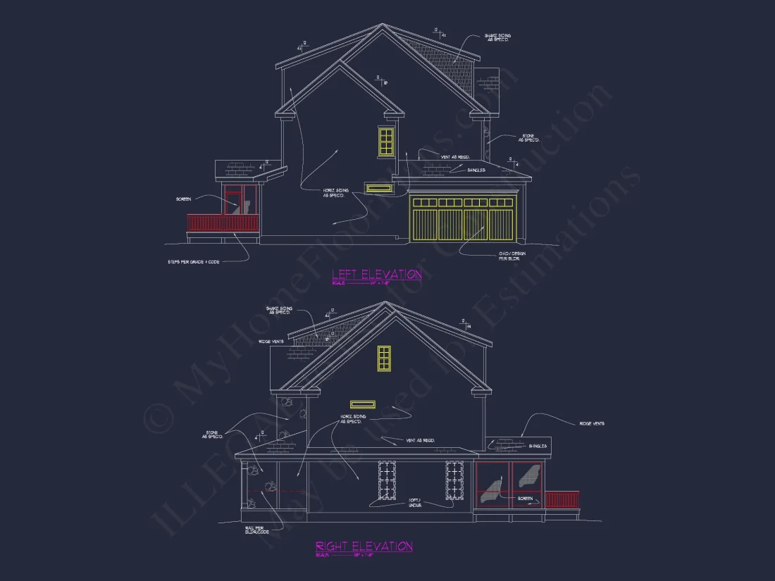 Elegant house Floor Plan Blueprint CAD Design for Builders