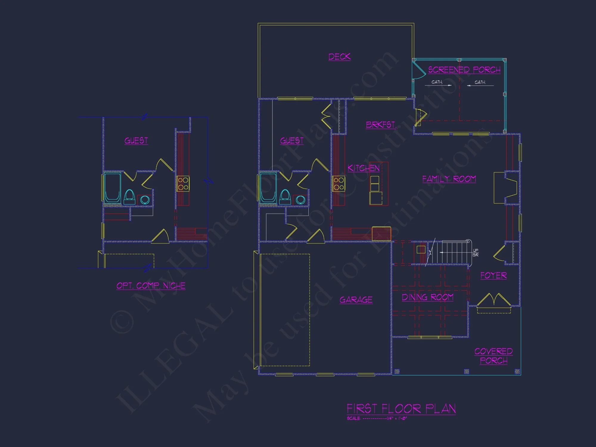Elegant house Floor Plan Blueprint CAD Design for Builders