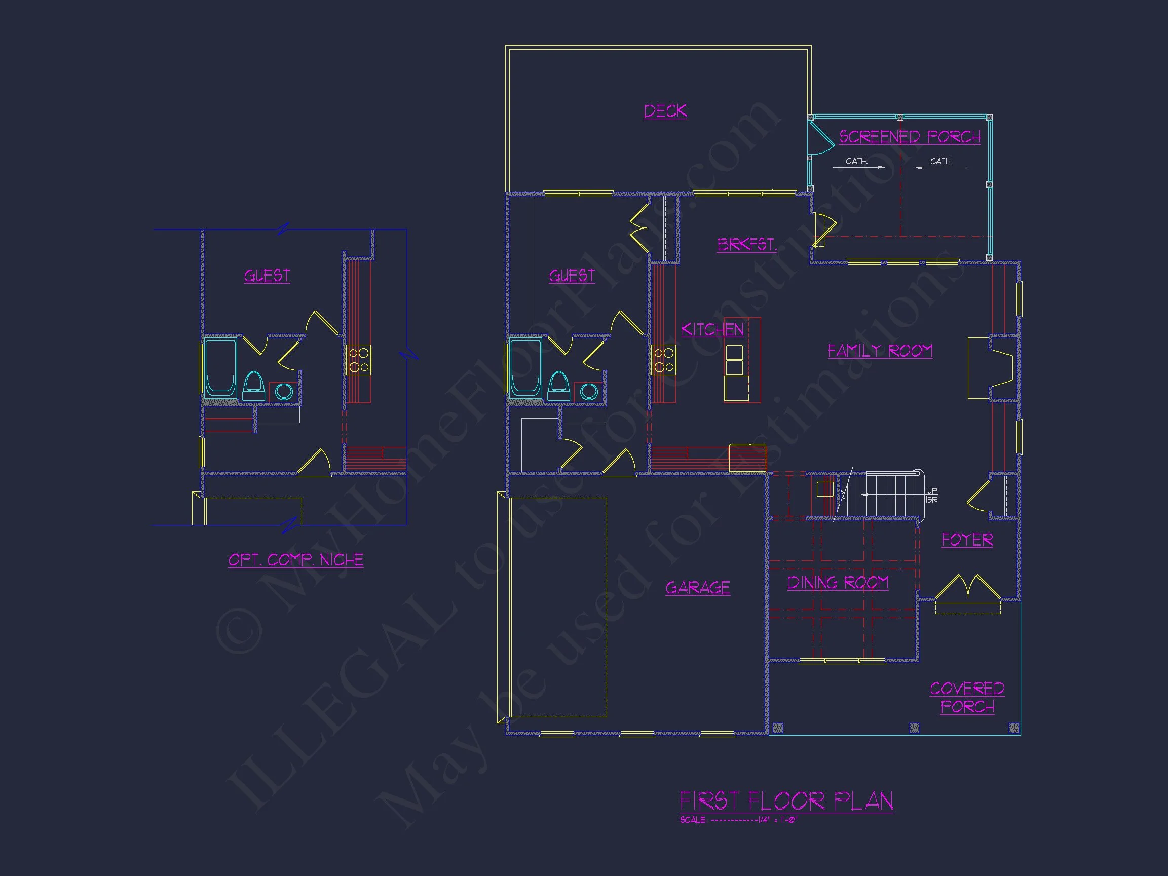 Elegant house Floor Plan Blueprint CAD Design for Builders