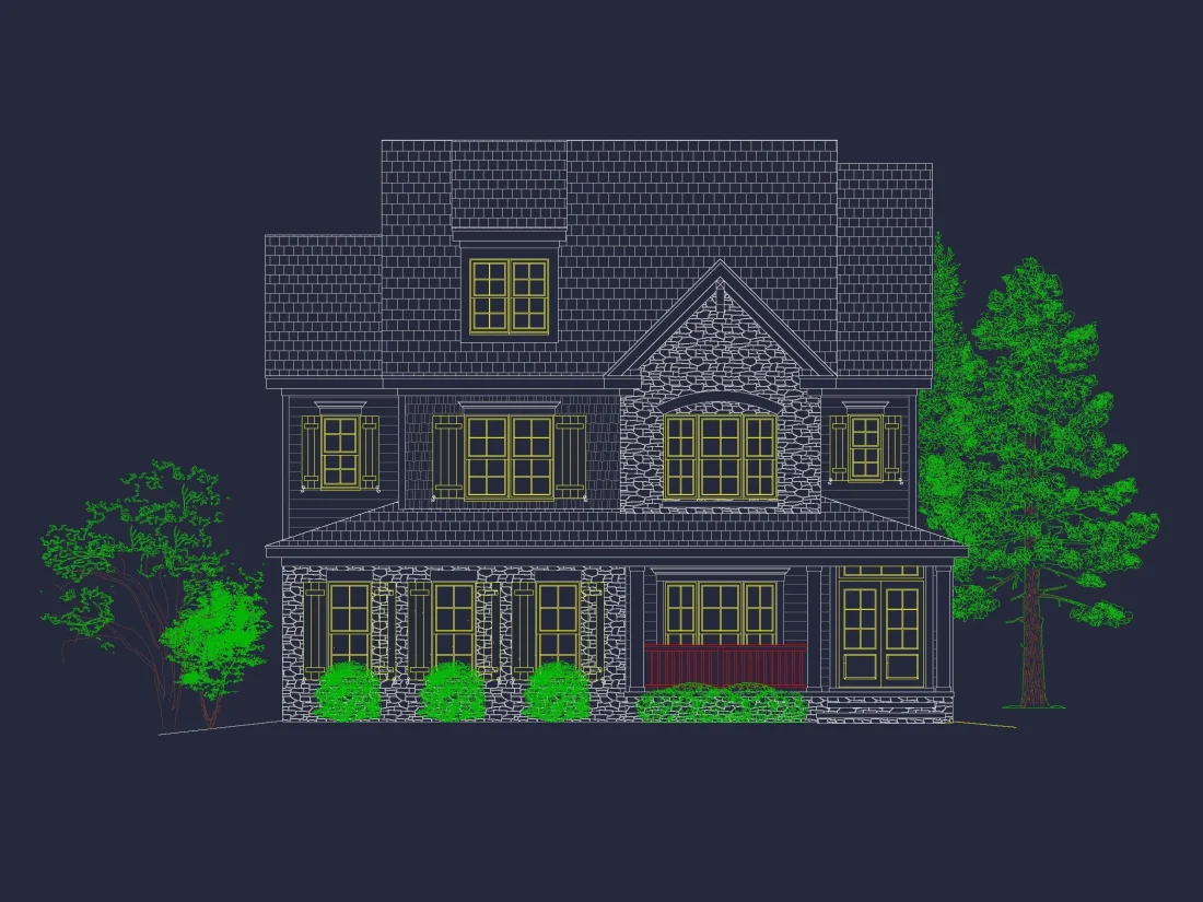 Elegant house Floor Plan Blueprint CAD Design for Builders