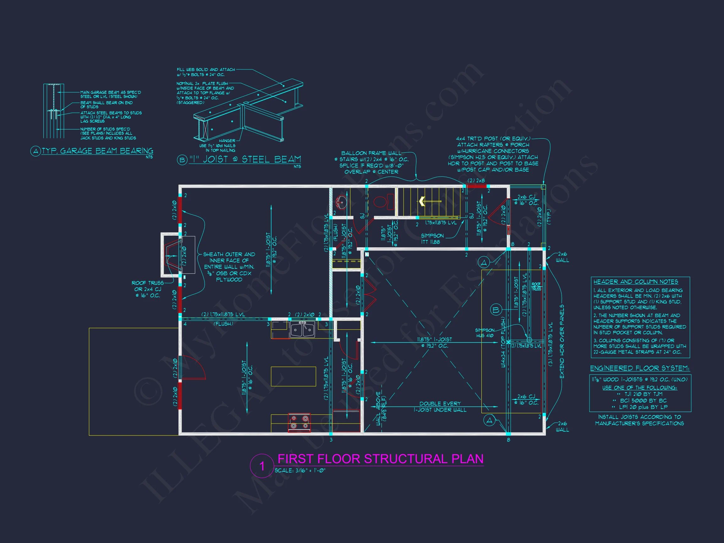 Modern Craftsman house Plan with 3 Bedrooms and 2 Baths