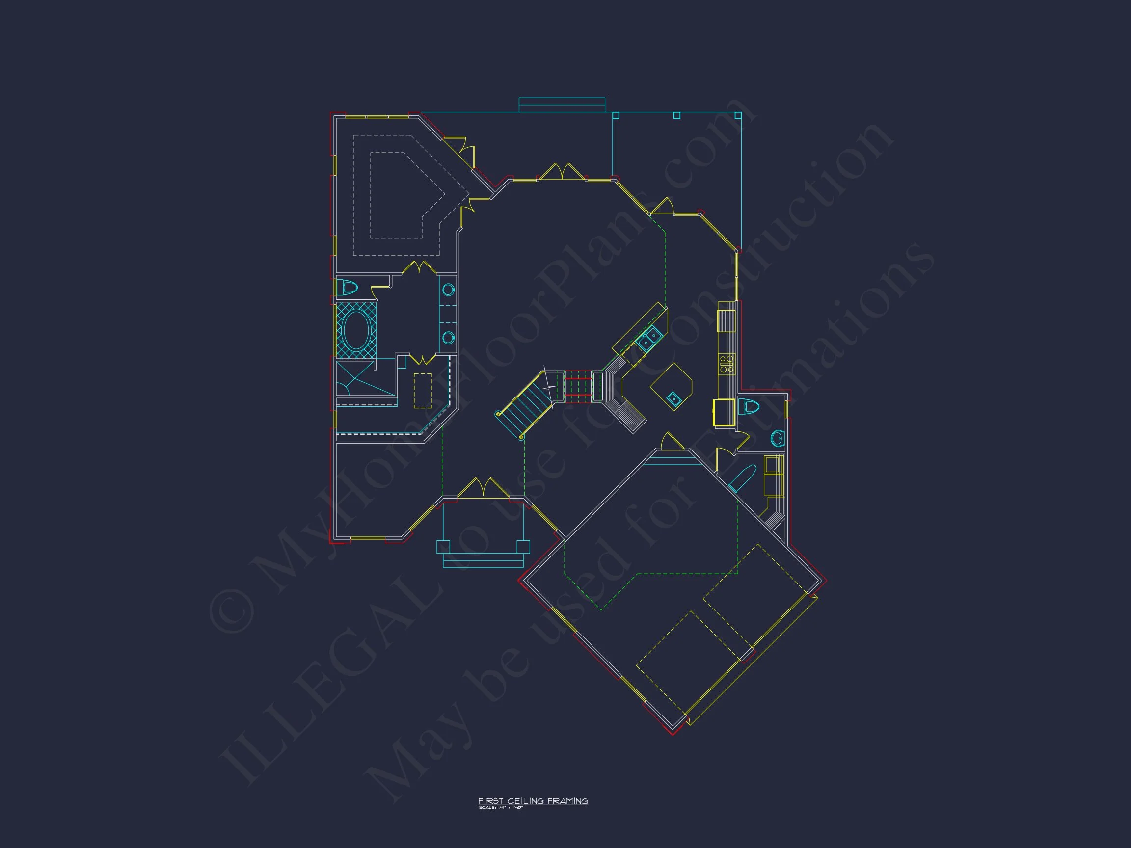 Elegant house Floor Plan with CAD Blueprint & Modern Designs