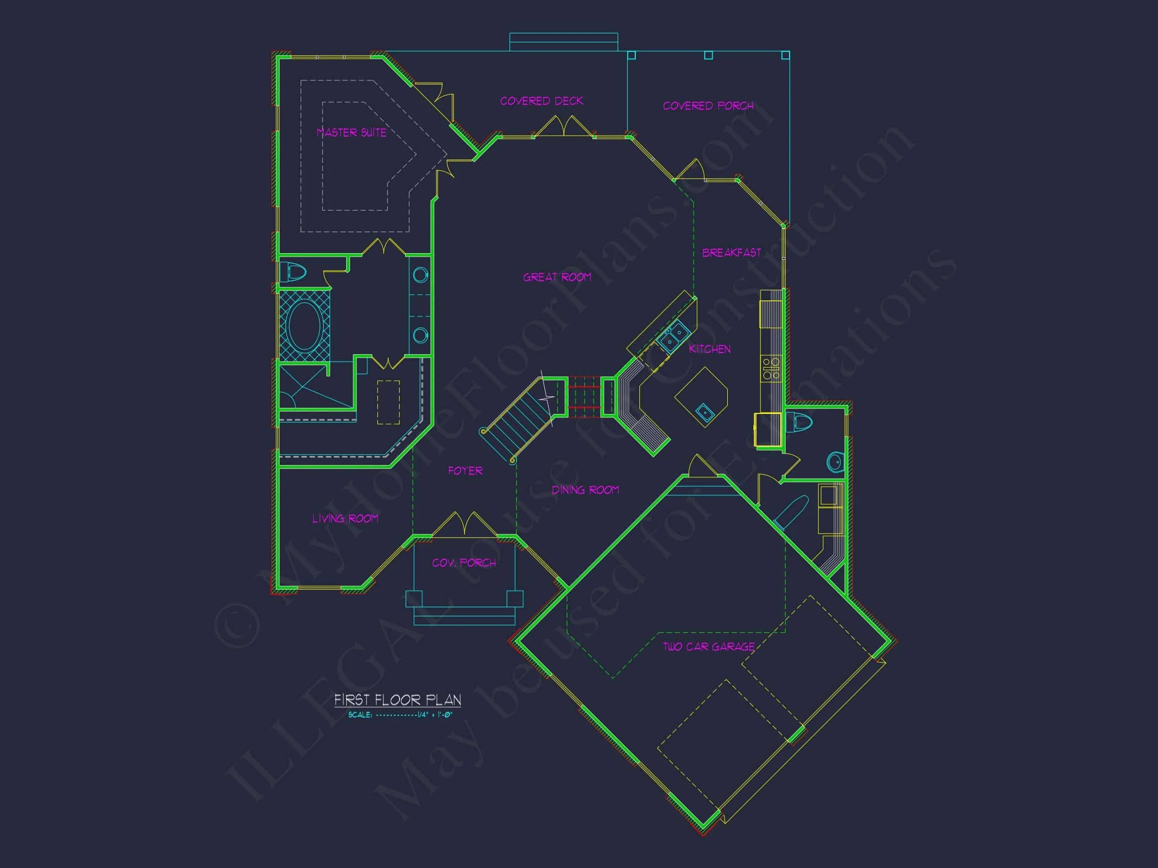 Elegant house Floor Plan with CAD Blueprint & Modern Designs