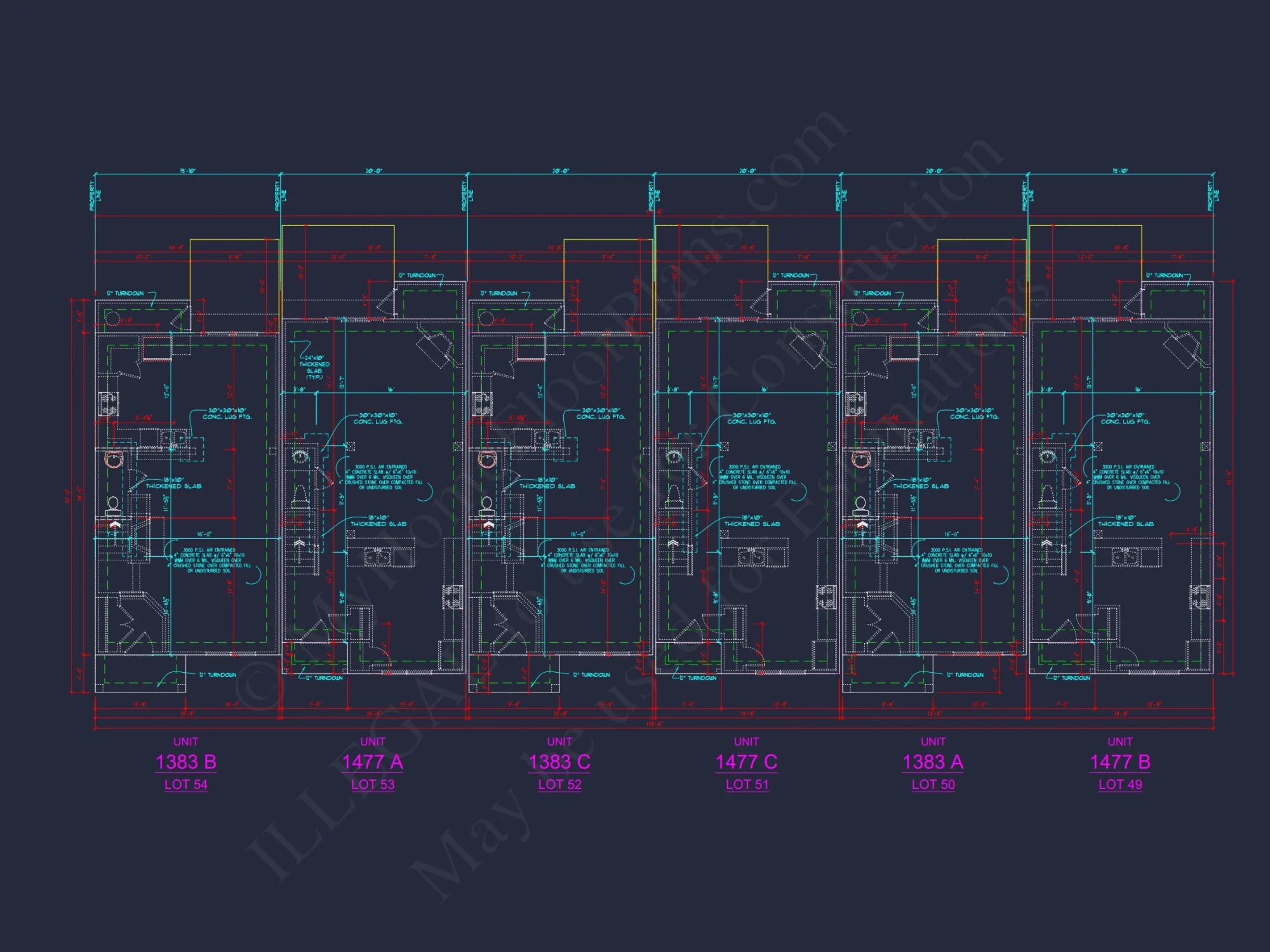 Modern Townhome Plan: Stunning 6-Unit Floor and Design Blueprint