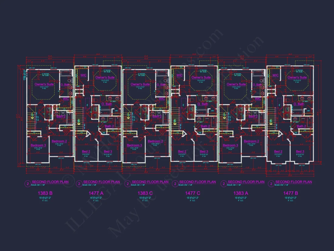 Modern Townhome Plan: Stunning 6-Unit Floor and Design Blueprint