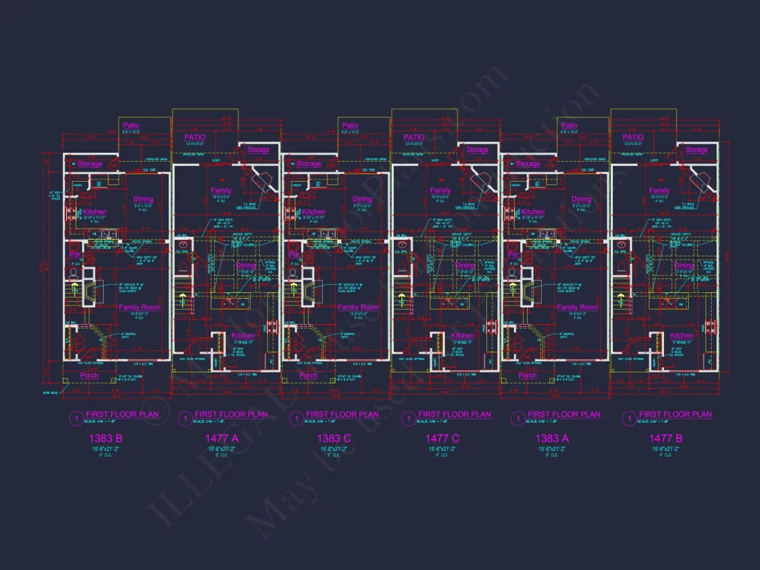 Modern Townhome Plan: Stunning 6-Unit Floor and Design Blueprint