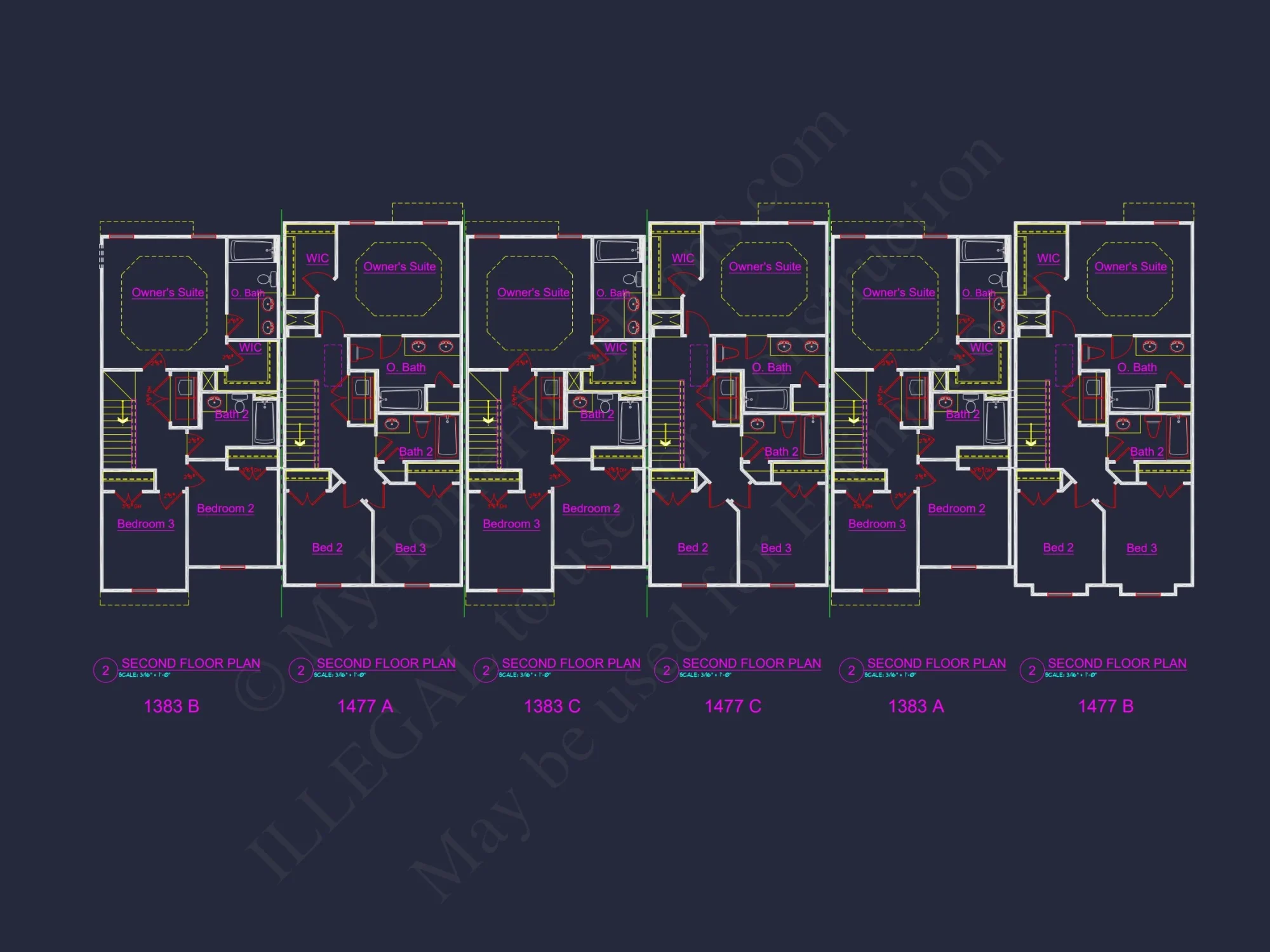 Modern Townhome Plan: Stunning 6-Unit Floor and Design Blueprint