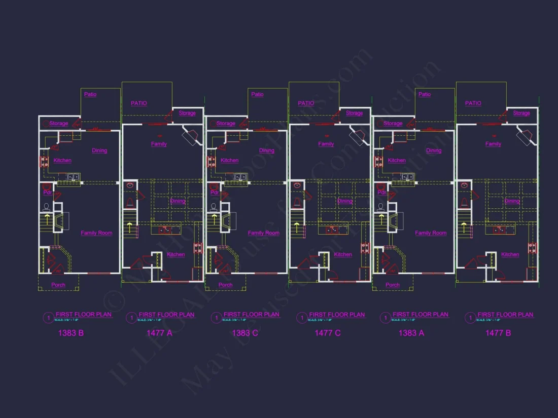 Modern Townhome Plan: Stunning 6-Unit Floor and Design Blueprint