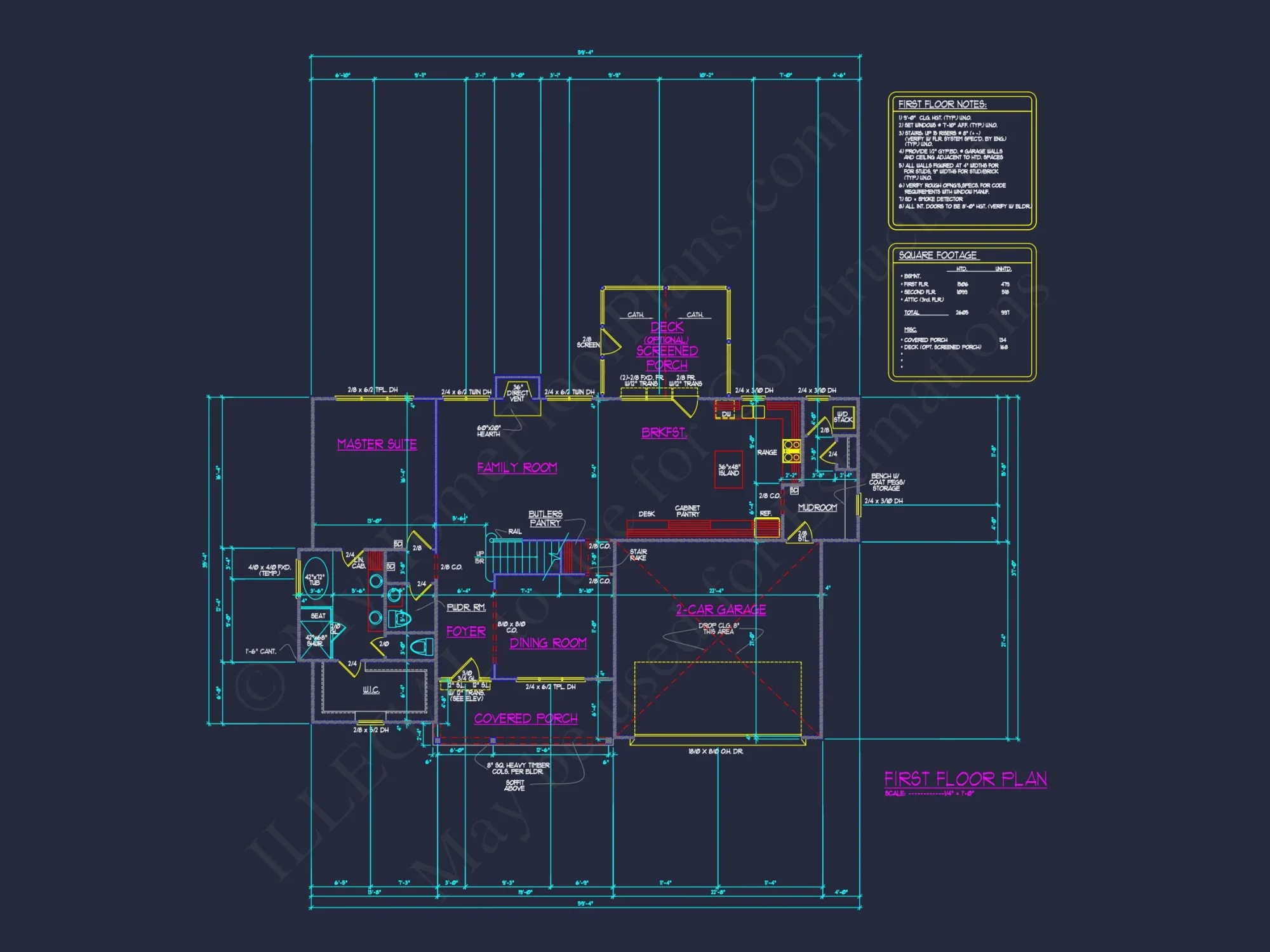 Modern Craftsman house Plan with 4 Bedrooms and 2-Car Garage