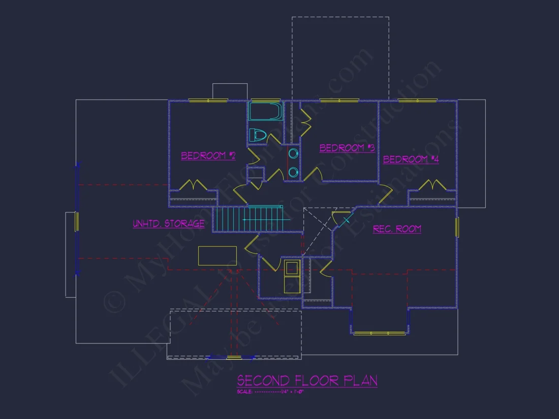 Modern Craftsman house Plan with 4 Bedrooms and 2-Car Garage