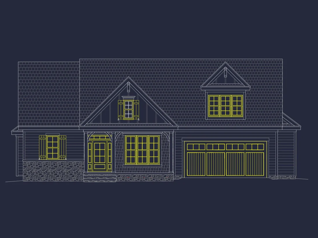 Modern Craftsman house Plan with 4 Bedrooms and 2-Car Garage