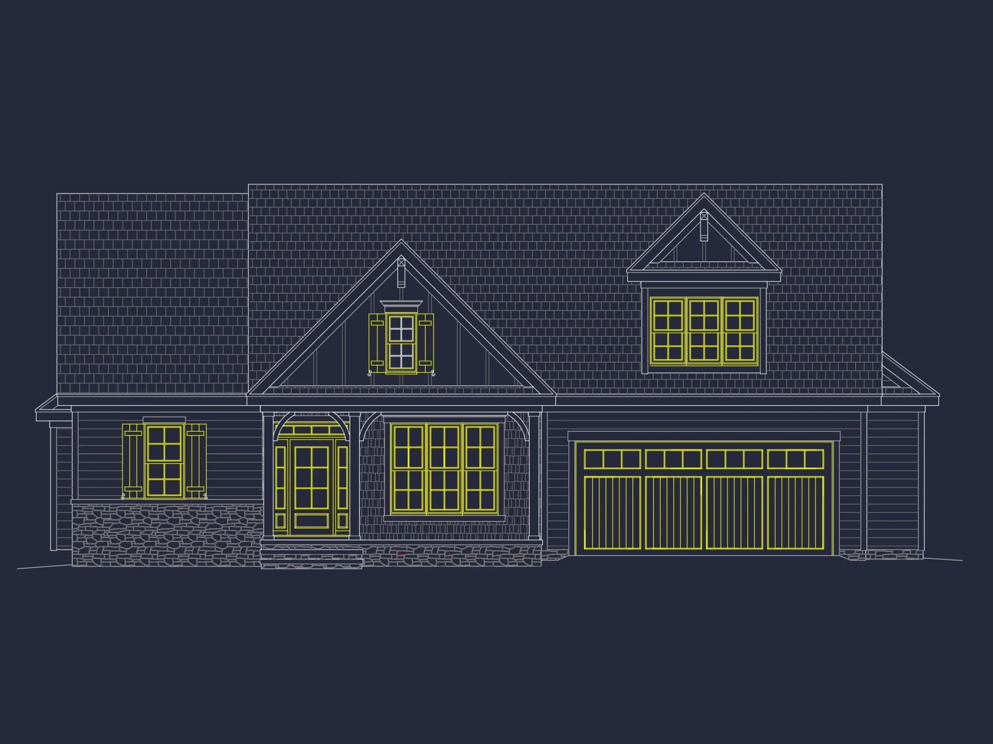 Modern Craftsman house Plan with 4 Bedrooms and 2-Car Garage