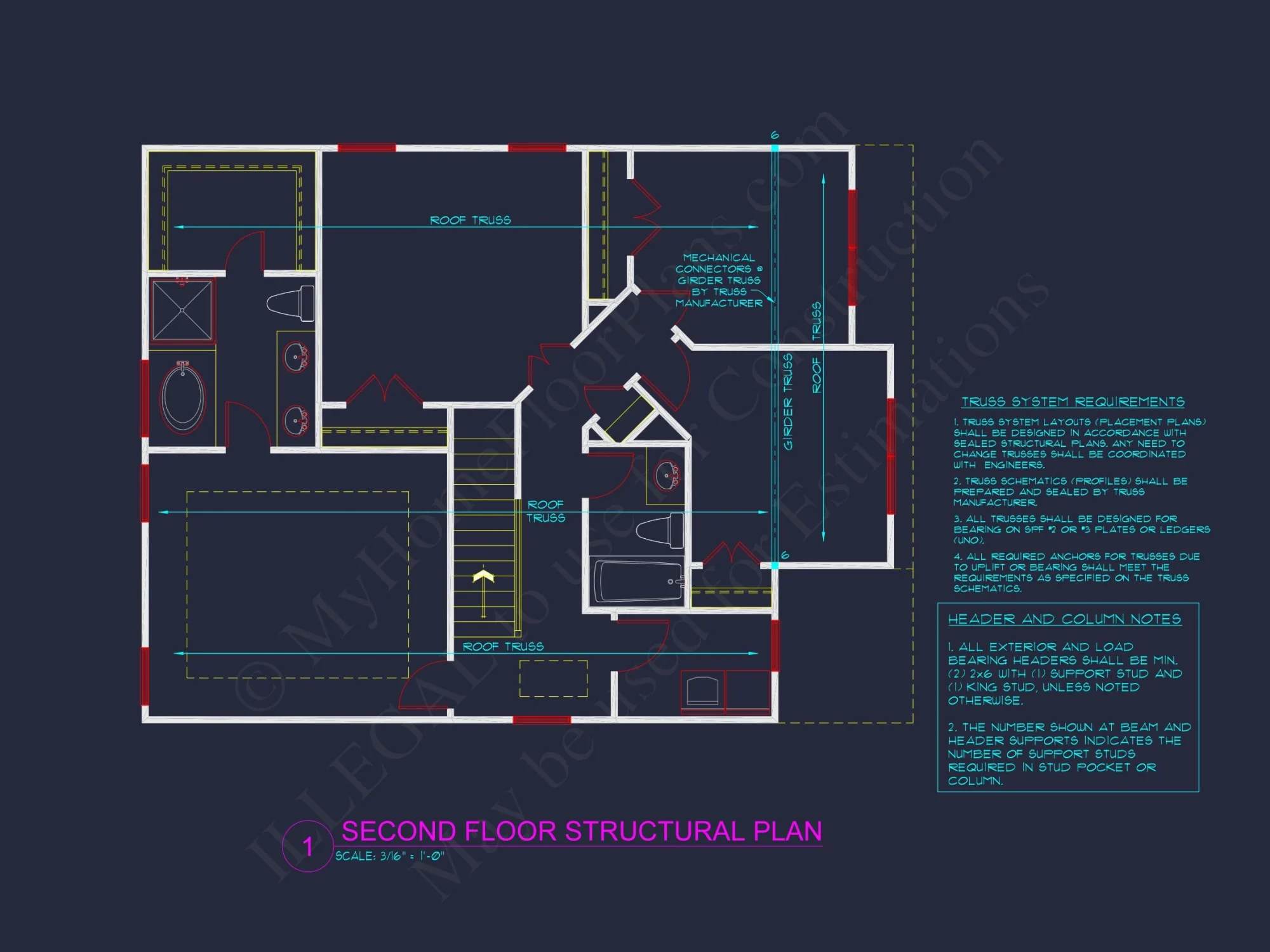 Craftsman house Plan with 3 Bedrooms, 2 Floors, and CAD Designs