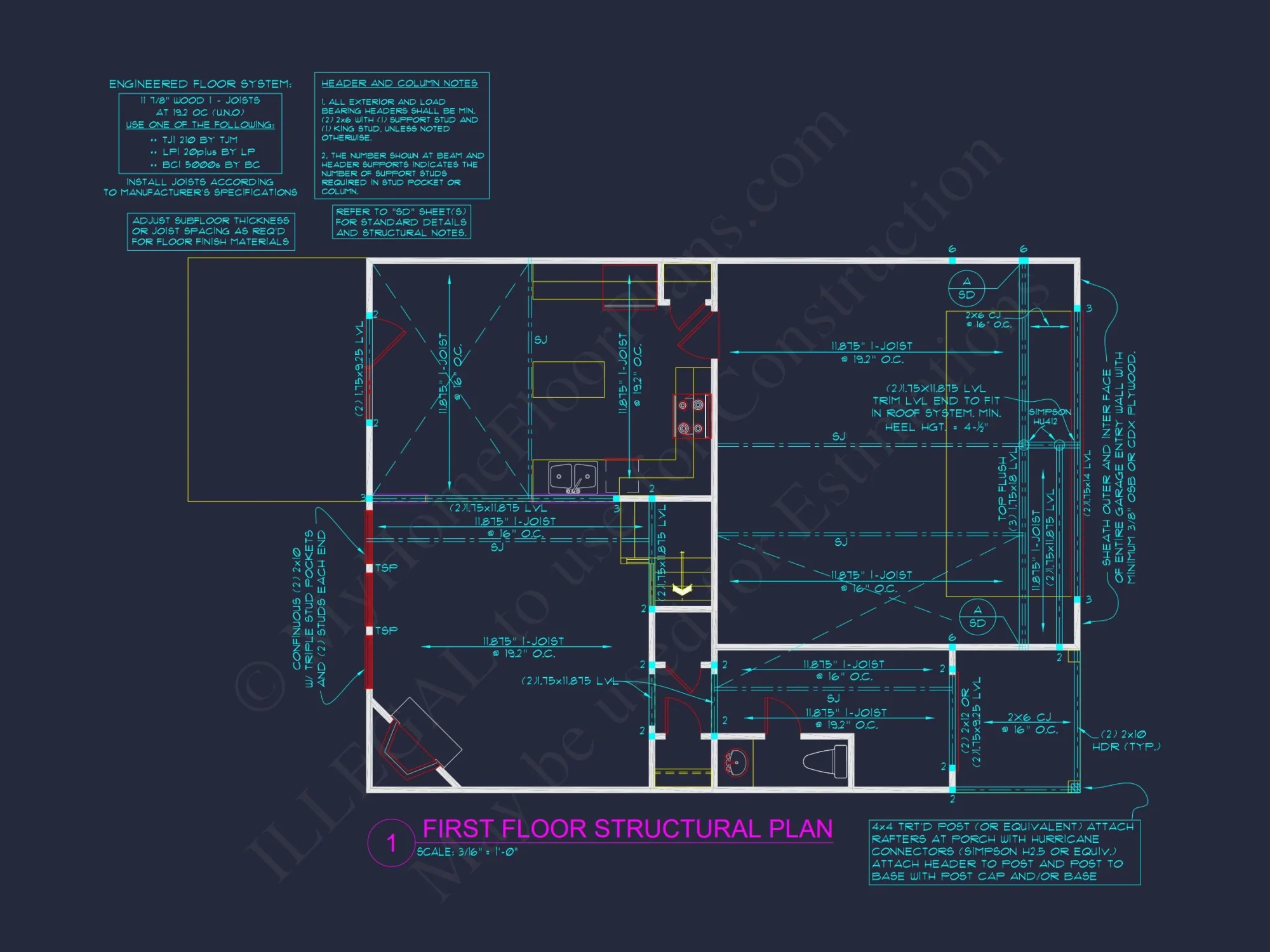 Craftsman house Plan with 3 Bedrooms, 2 Floors, and CAD Designs
