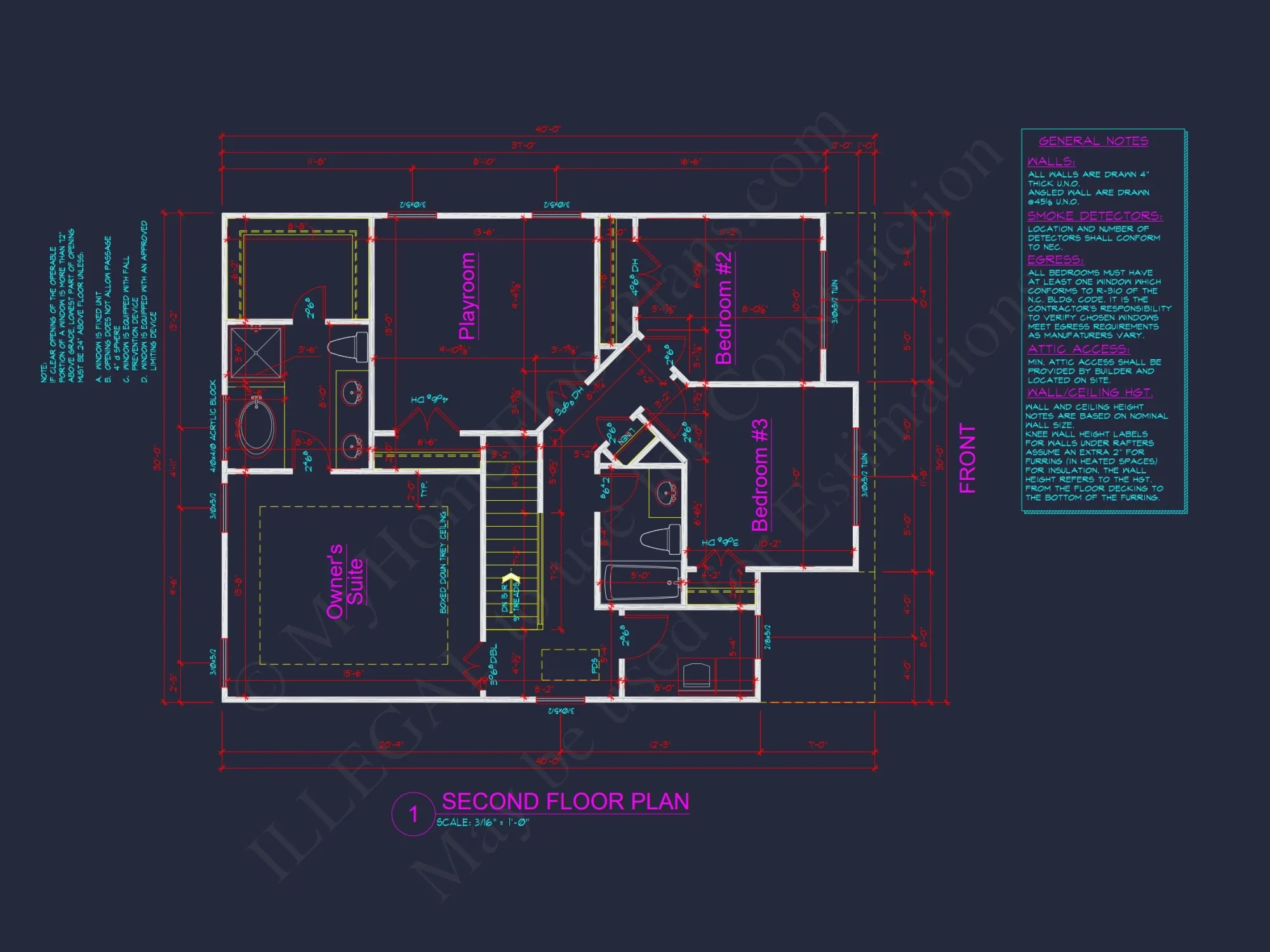 Craftsman house Plan with 3 Bedrooms, 2 Floors, and CAD Designs
