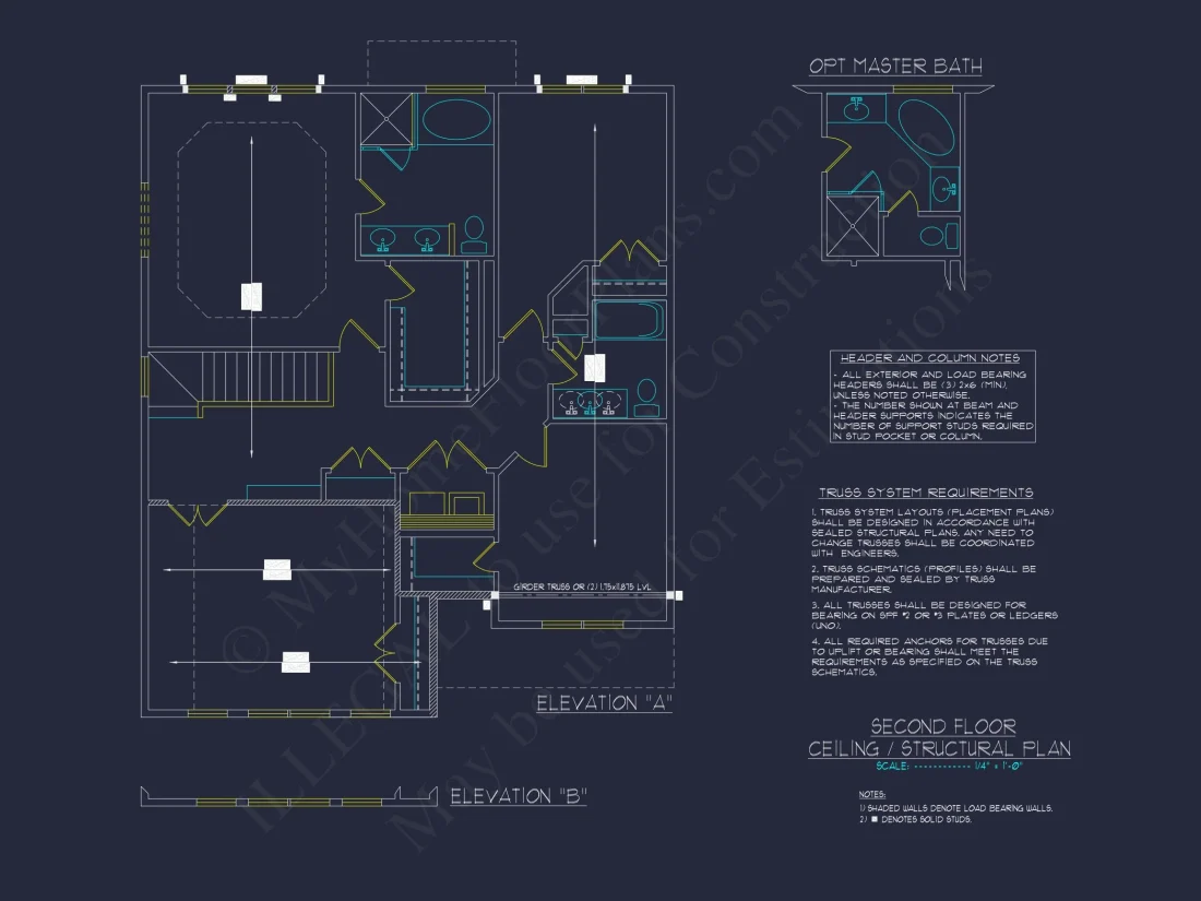 Blueprint for a 2, 238 Sq. Ft. Craftsman house Design
