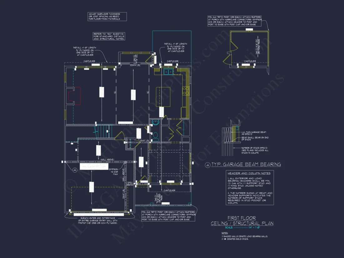 Blueprint for a 2, 238 Sq. Ft. Craftsman house Design