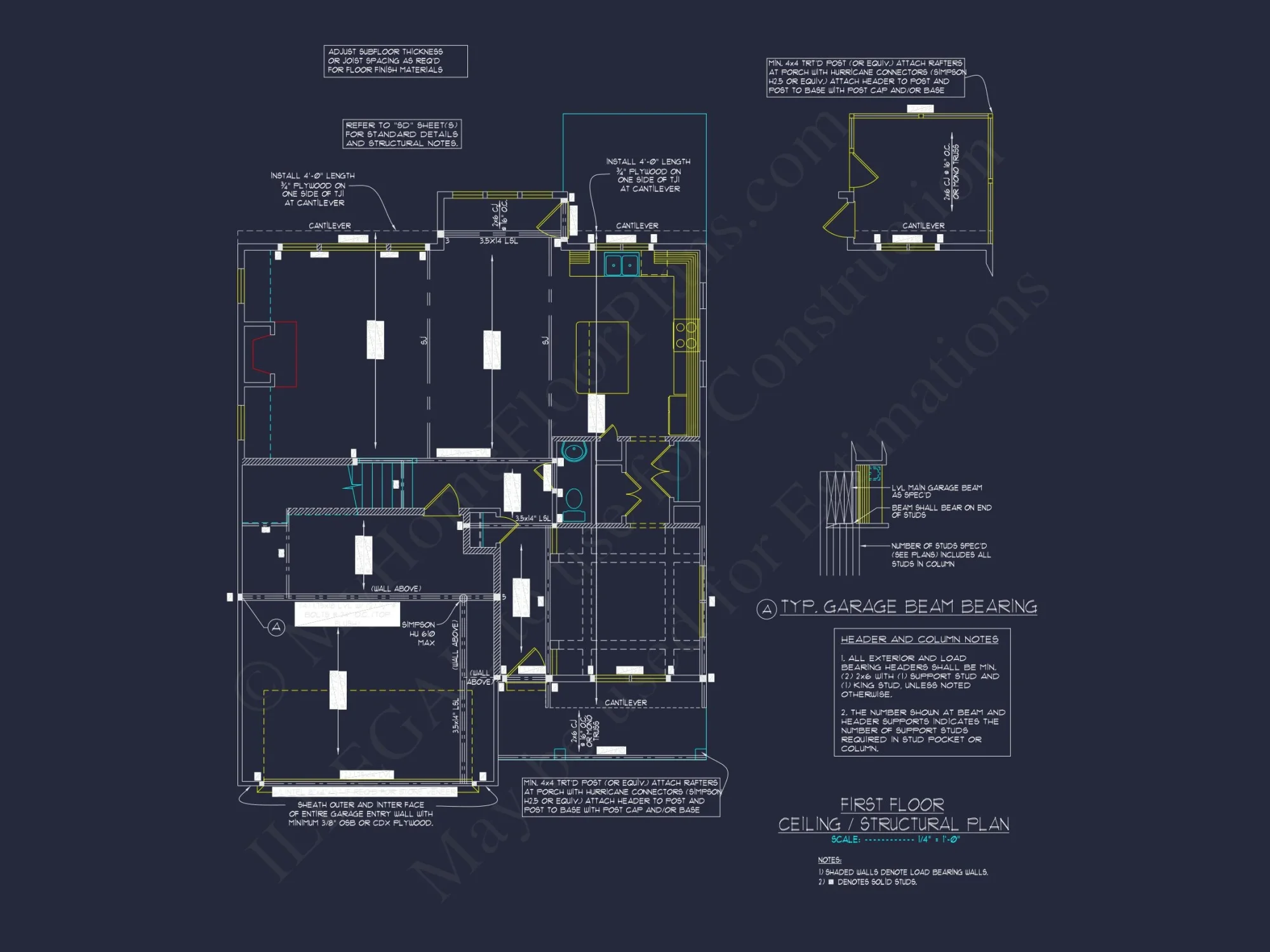 Blueprint for a 2, 238 Sq. Ft. Craftsman house Design