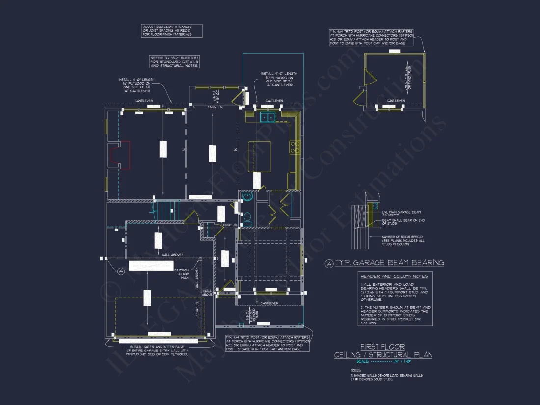 Blueprint for a 2, 238 Sq. Ft. Craftsman house Design