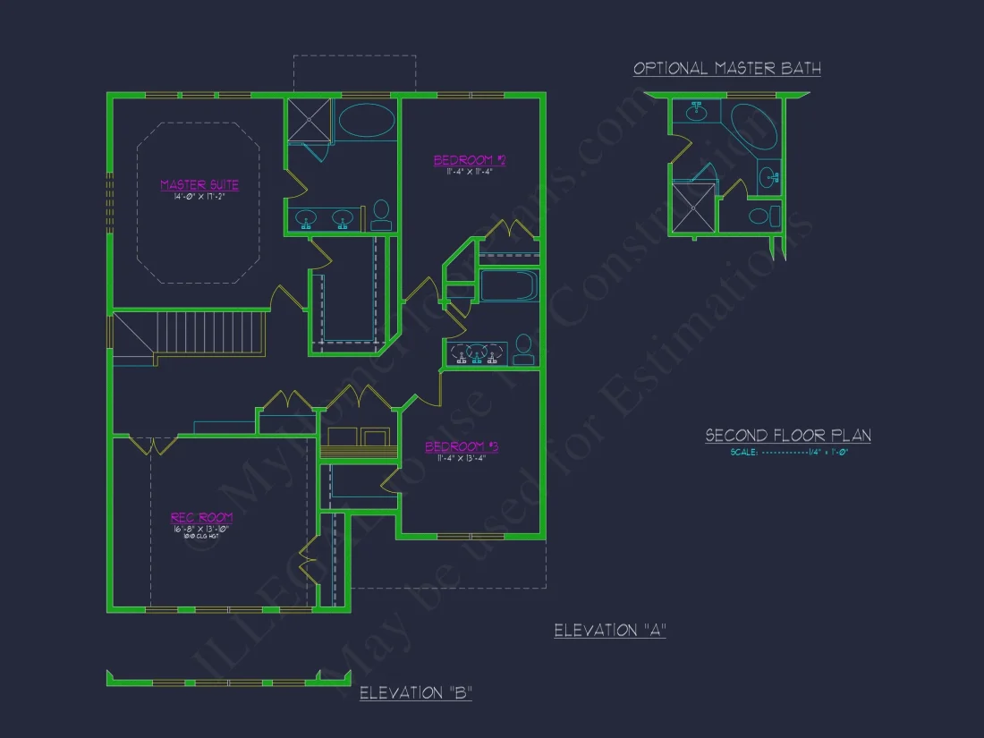 Blueprint for a 2, 238 Sq. Ft. Craftsman house Design
