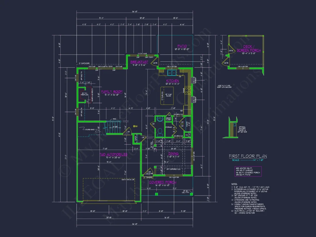 Blueprint for a 2, 238 Sq. Ft. Craftsman house Design