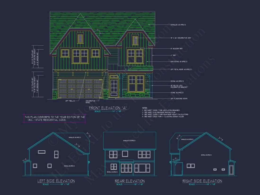 Blueprint for a 2, 238 Sq. Ft. Craftsman house Design