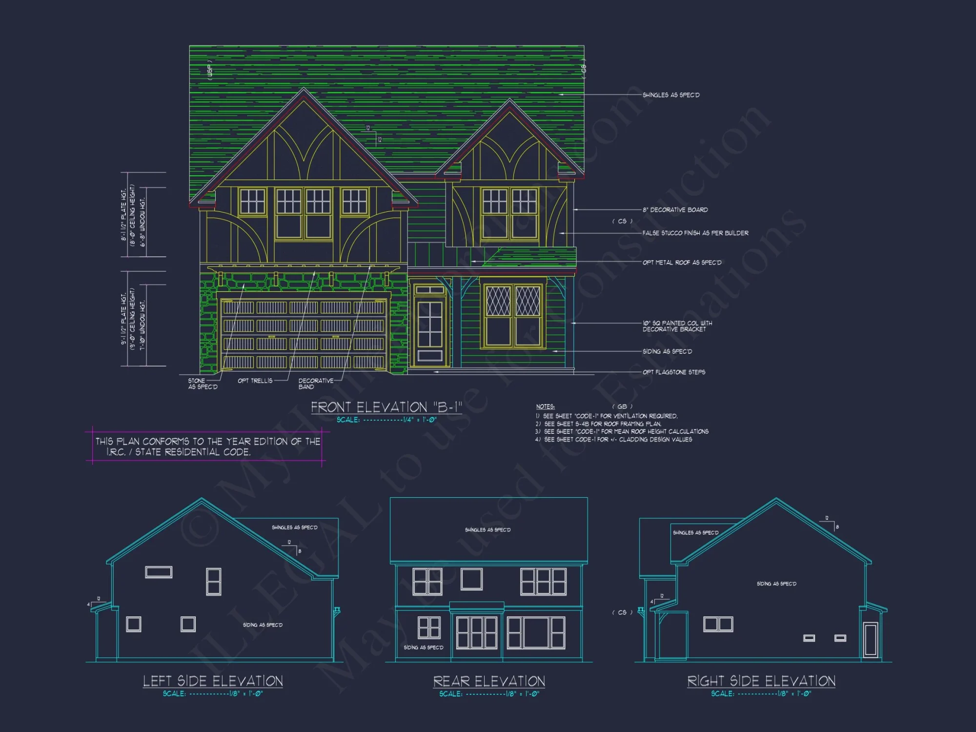 Blueprint for a 2, 238 Sq. Ft. Craftsman house Design
