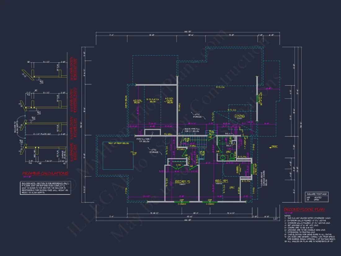 "Architectural layout of a 3-bedroom Craftsman-style house floor plan"