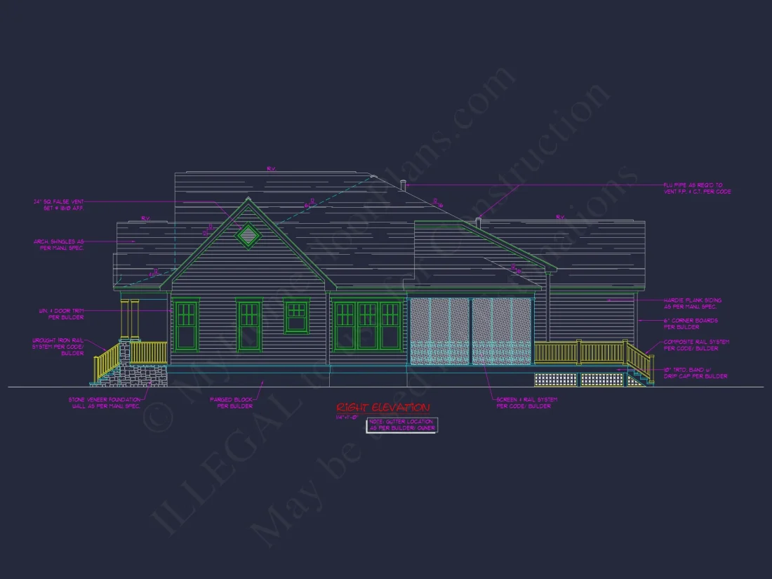 Craftsman house Floor Plan: 3-Bed, 2-Story Blueprint