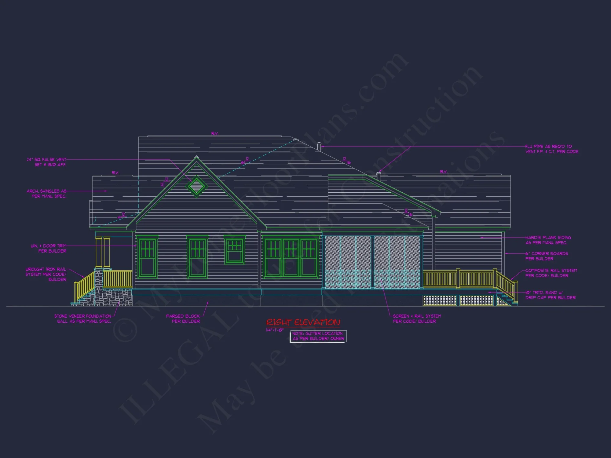 Craftsman house Floor Plan: 3-Bed, 2-Story Blueprint