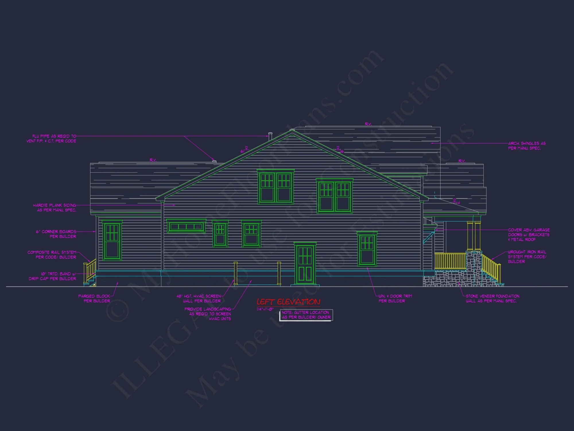 Craftsman house Floor Plan: 3-Bed, 2-Story Blueprint