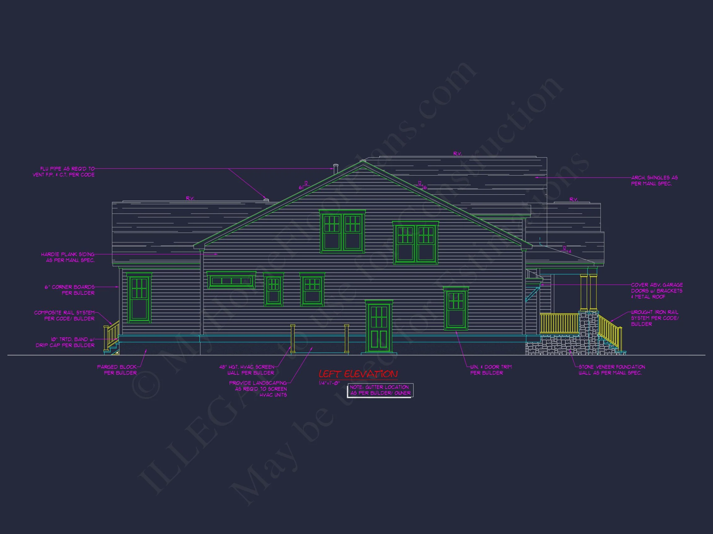 Craftsman house Floor Plan: 3-Bed, 2-Story Blueprint