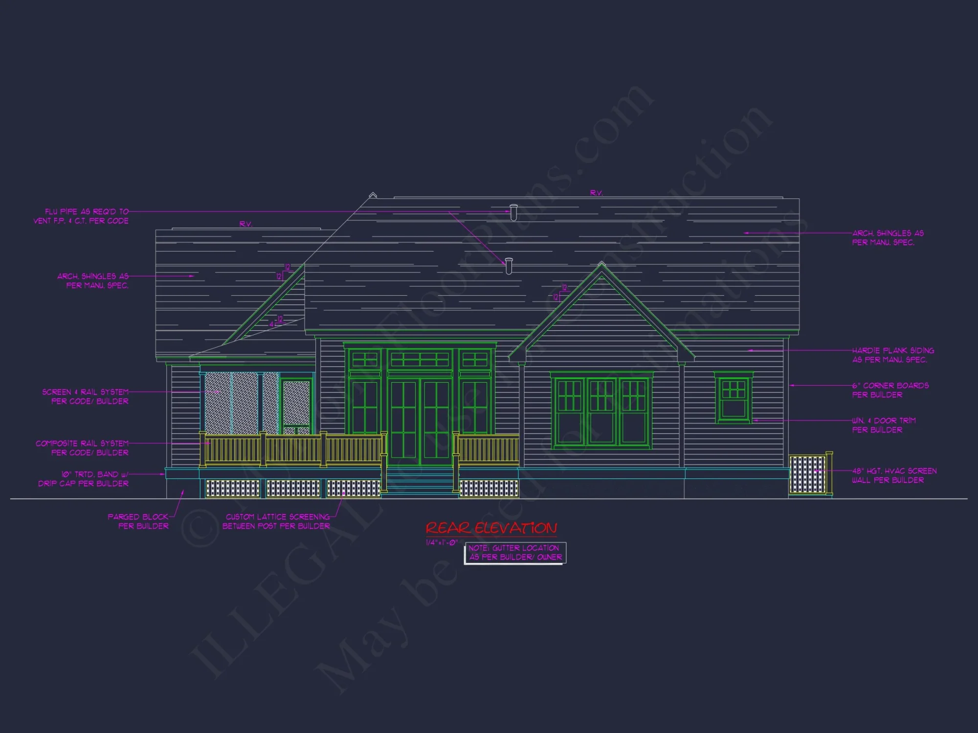 Craftsman house Floor Plan: 3-Bed, 2-Story Blueprint