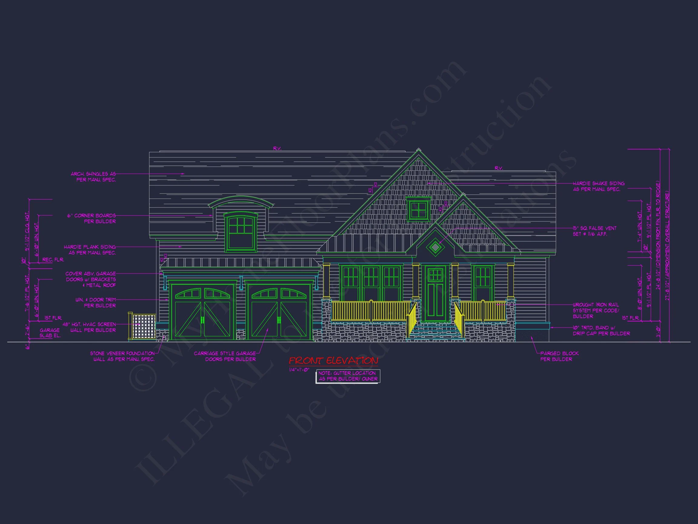Craftsman house Floor Plan: 3-Bed, 2-Story Blueprint