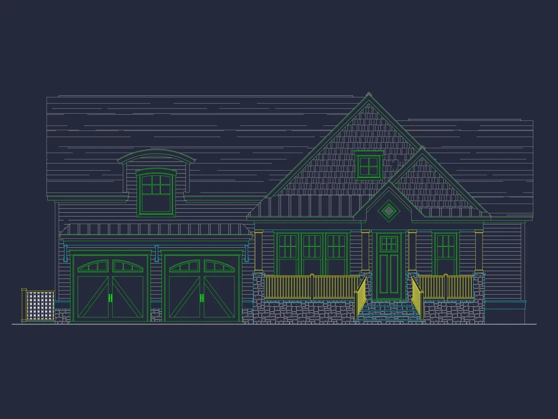 Craftsman house Floor Plan: 3-Bed, 2-Story Blueprint