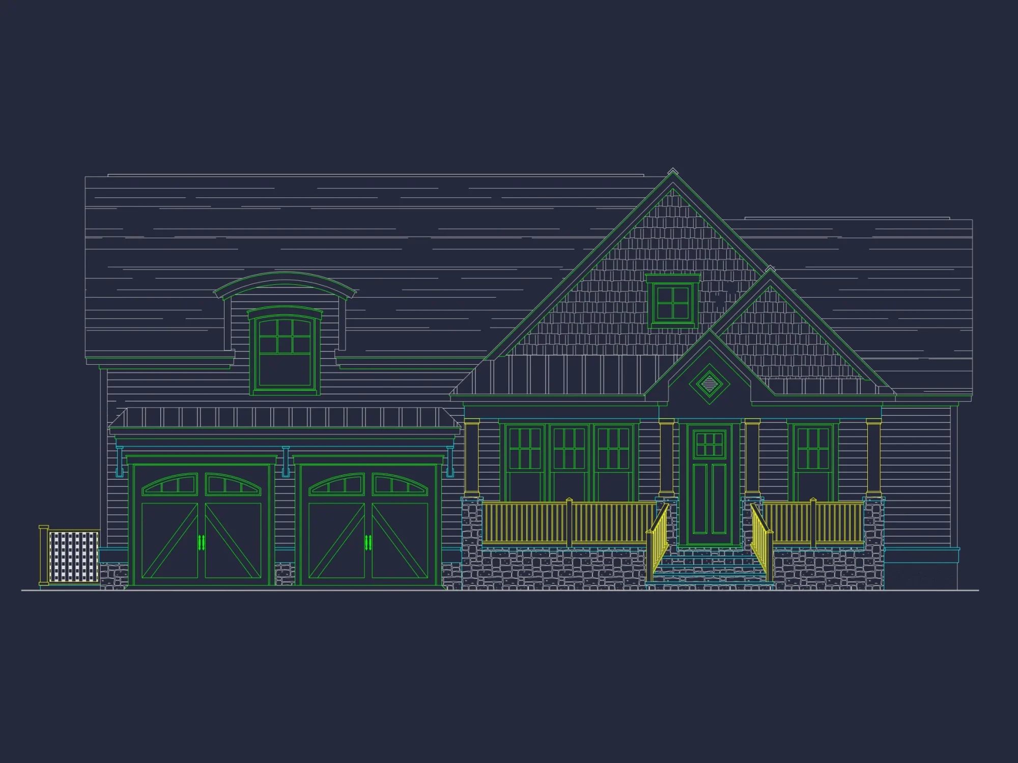 Craftsman house Floor Plan: 3-Bed, 2-Story Blueprint