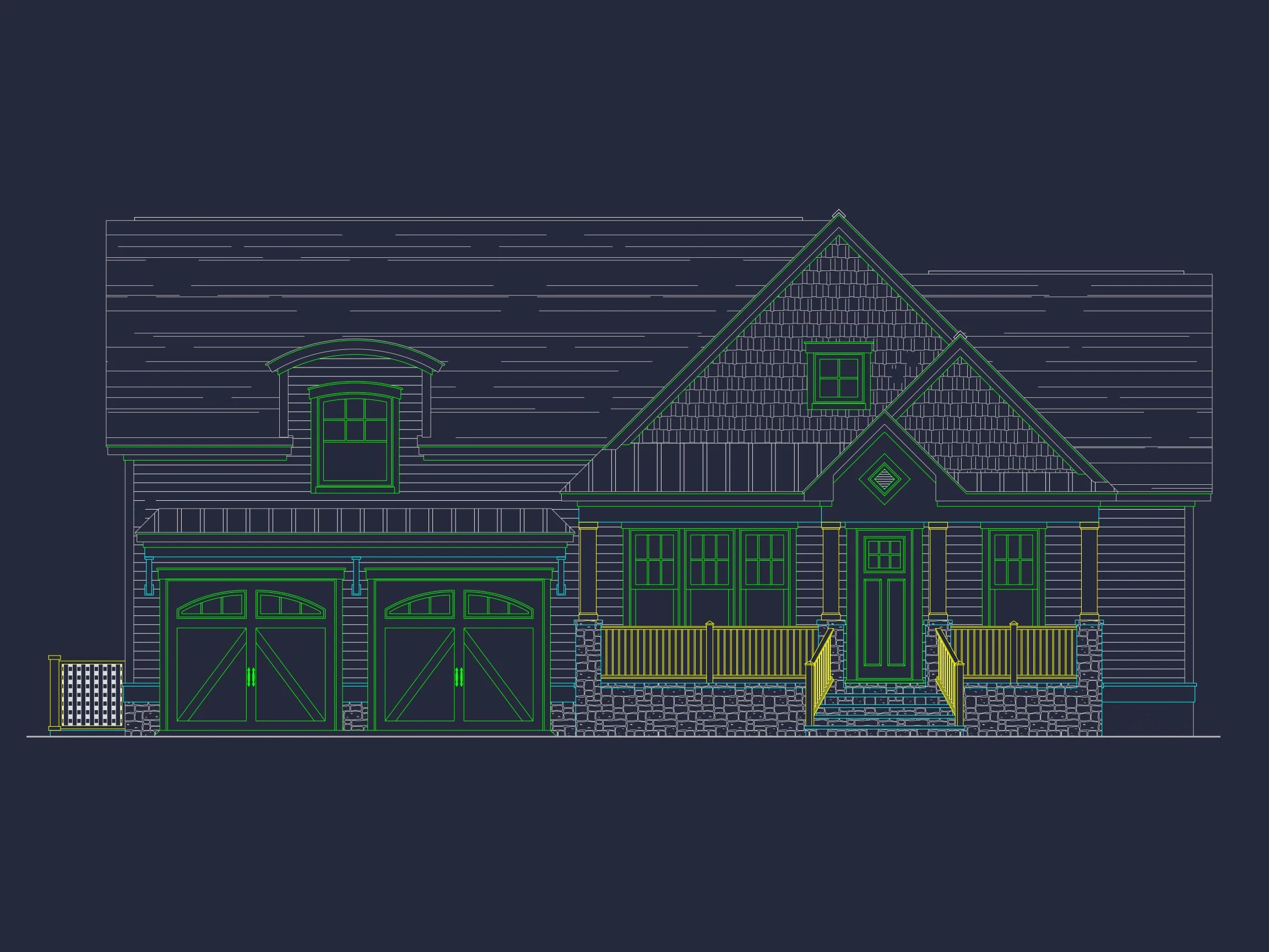 Craftsman house Floor Plan: 3-Bed, 2-Story Blueprint