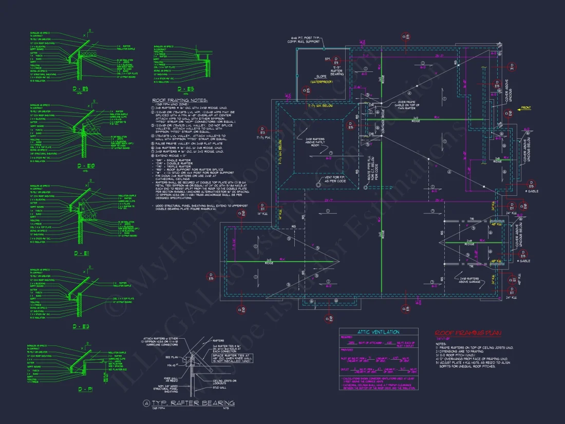 Coastal Craftsman house Floor Plan: 3 Bed, 2 Bath, 2 Story