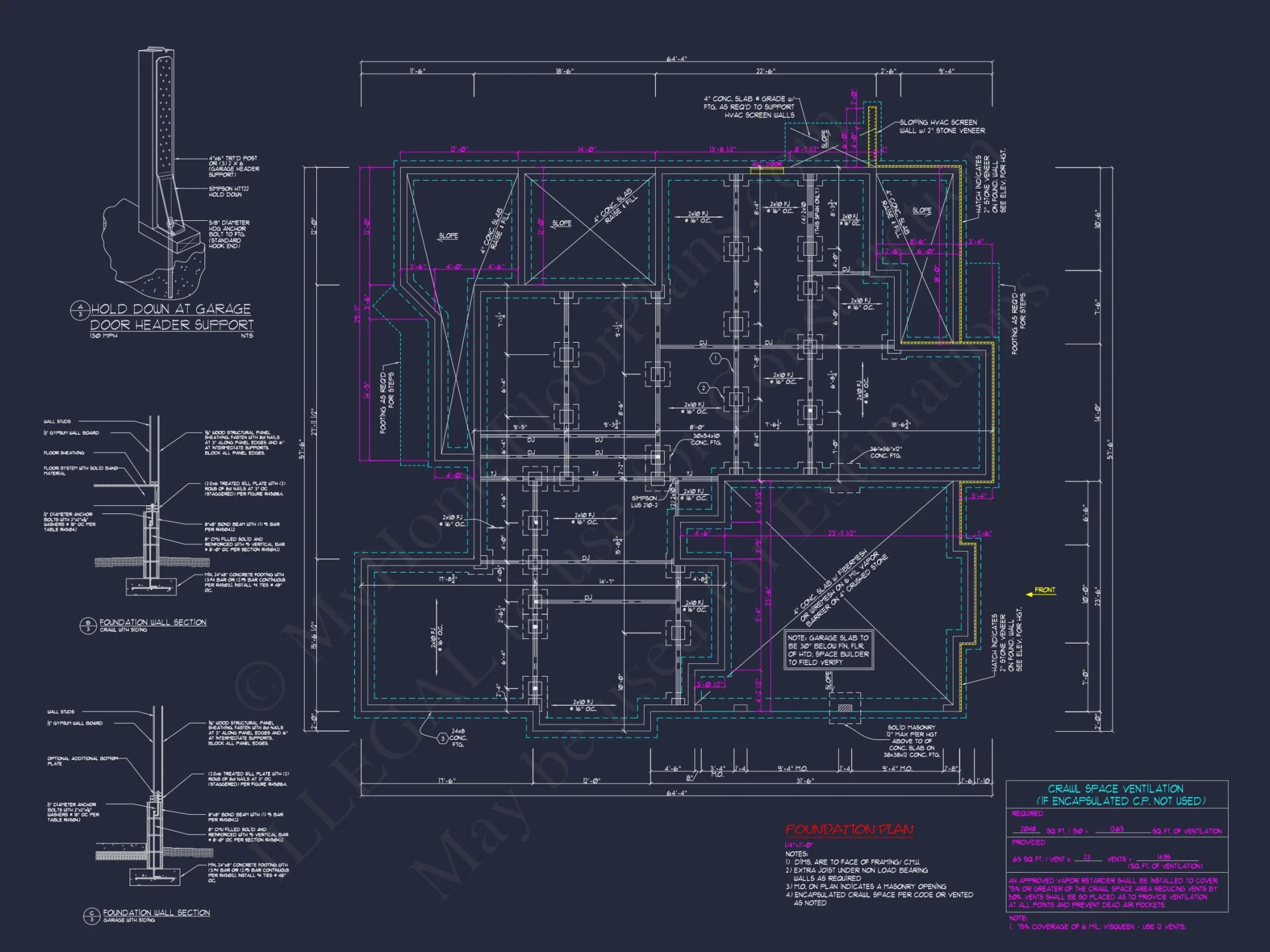 Coastal Craftsman house Floor Plan: 3 Bed, 2 Bath, 2 Story