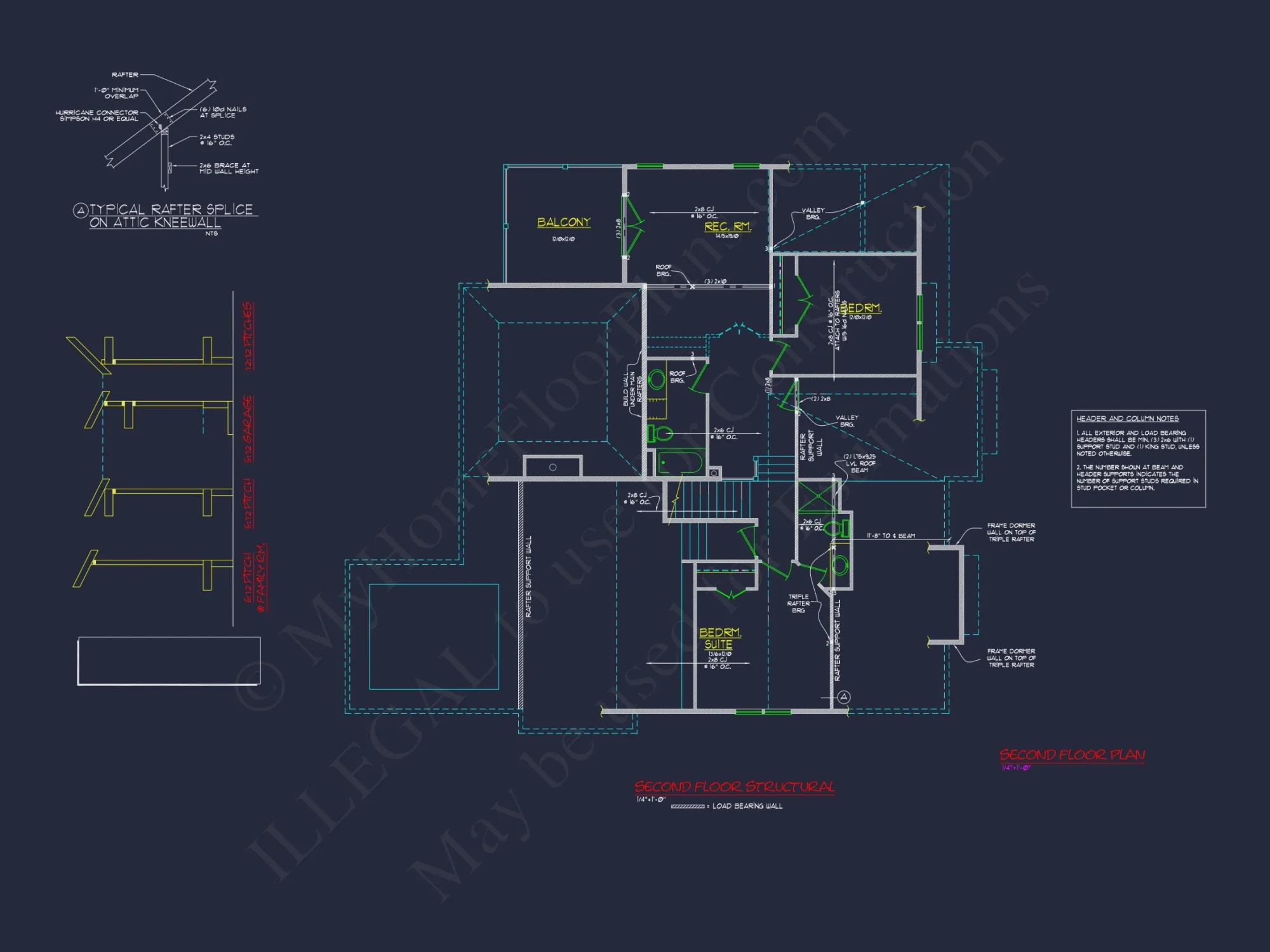 Coastal Craftsman house Floor Plan: 3 Bed, 2 Bath, 2 Story