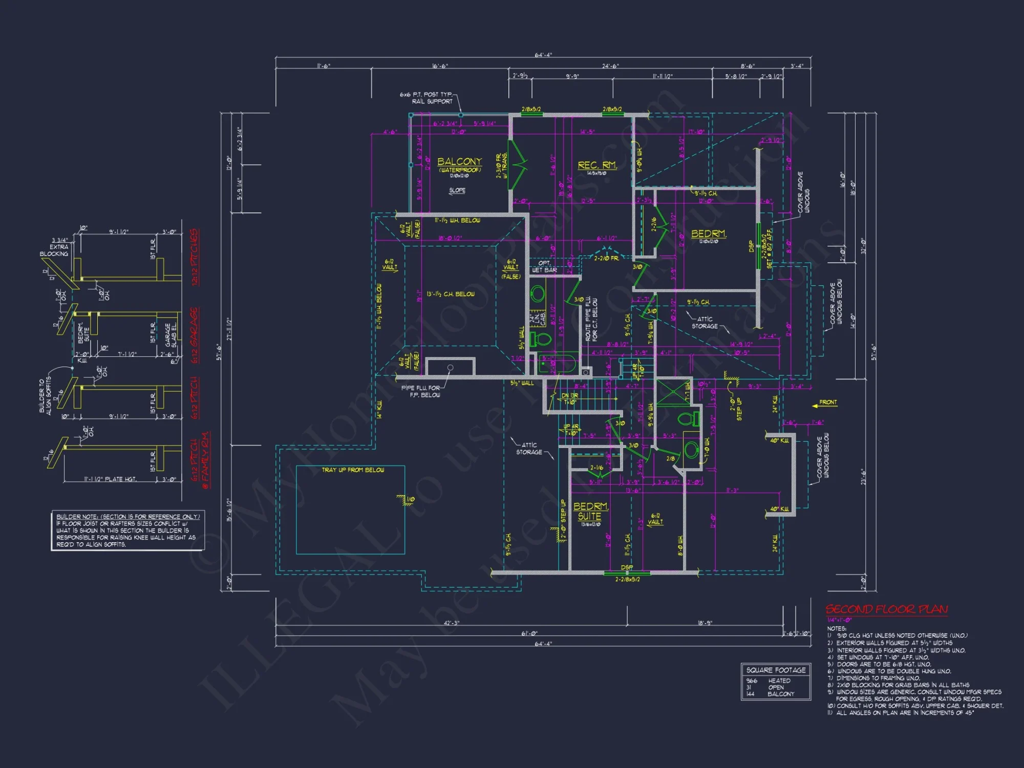 Coastal Craftsman house Floor Plan: 3 Bed, 2 Bath, 2 Story