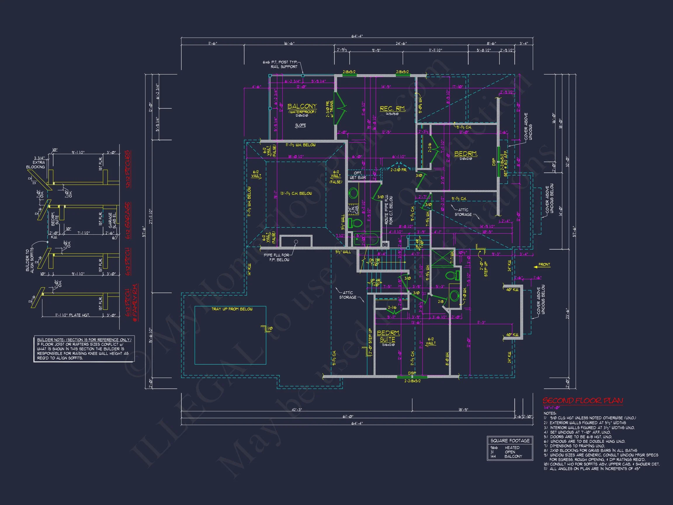 Coastal Craftsman house Floor Plan: 3 Bed, 2 Bath, 2 Story