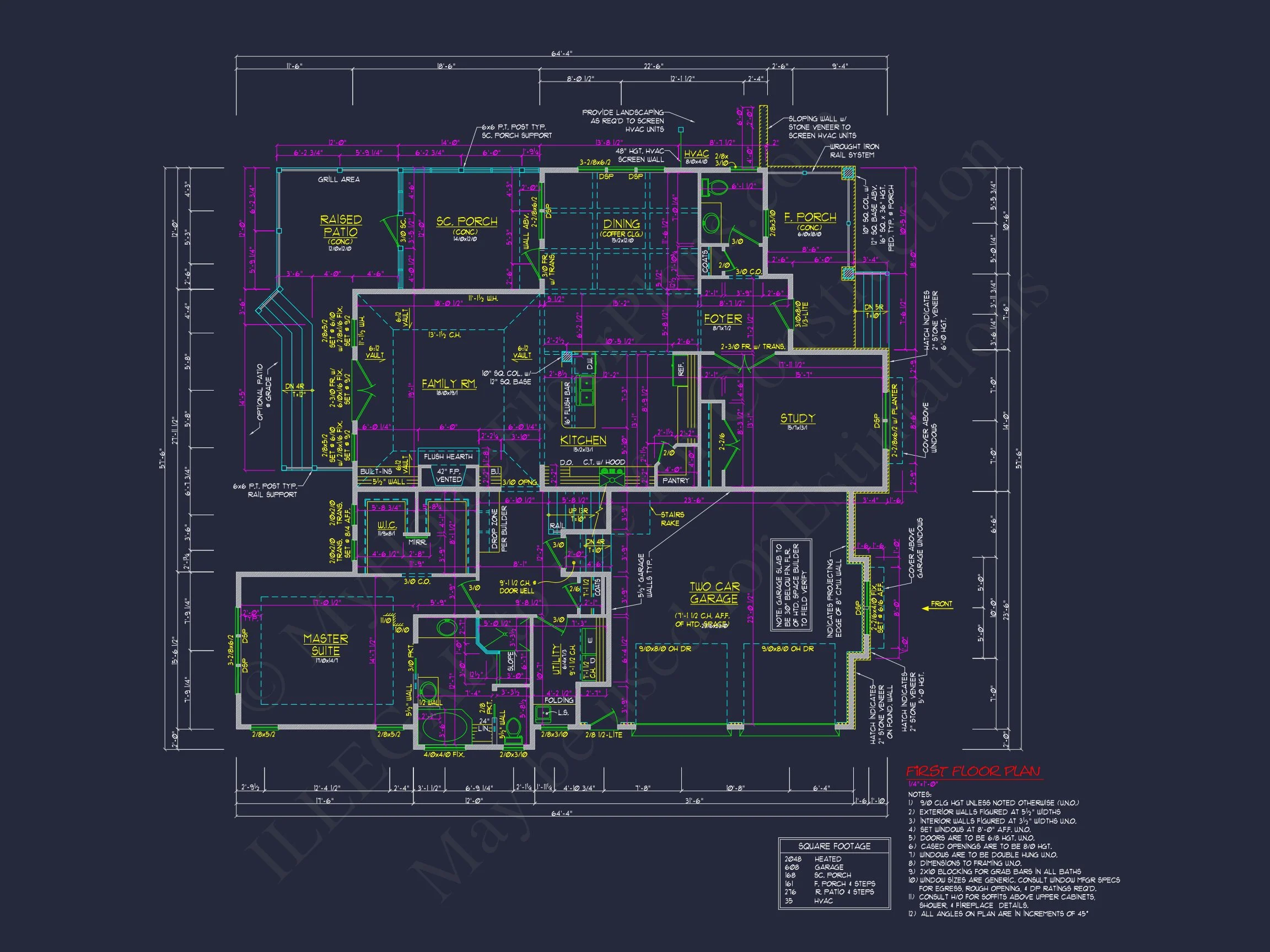 Coastal Craftsman house Floor Plan: 3 Bed, 2 Bath, 2 Story