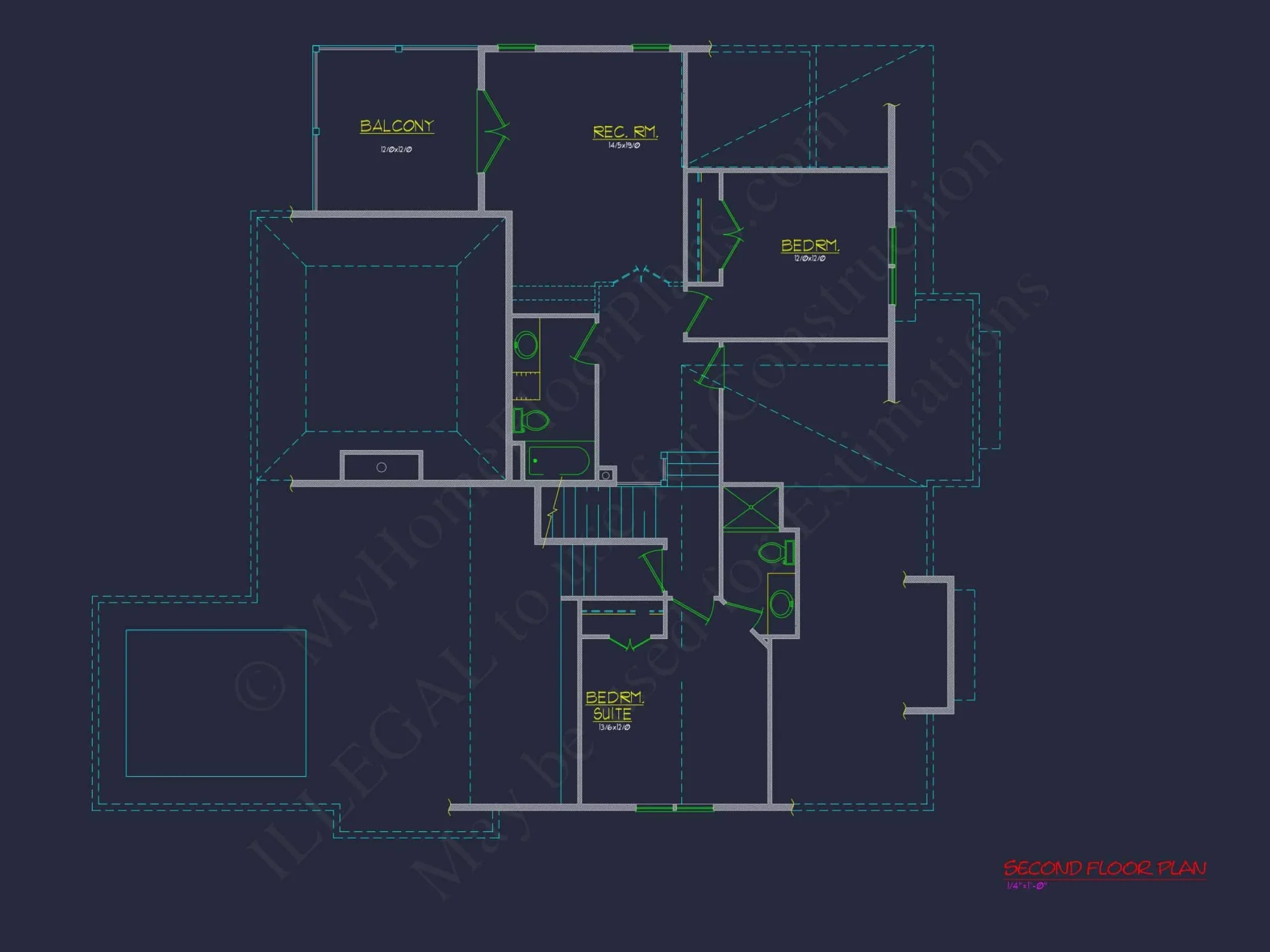 Coastal Craftsman house Floor Plan: 3 Bed, 2 Bath, 2 Story
