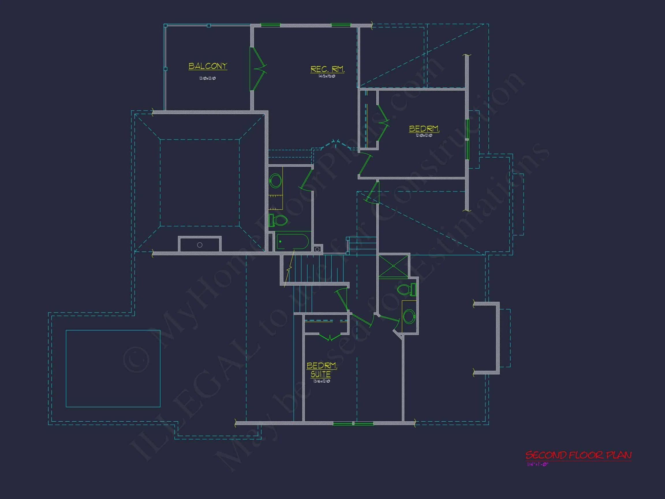 Coastal Craftsman house Floor Plan: 3 Bed, 2 Bath, 2 Story