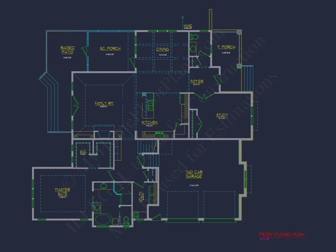 Coastal Craftsman house Floor Plan: 3 Bed, 2 Bath, 2 Story
